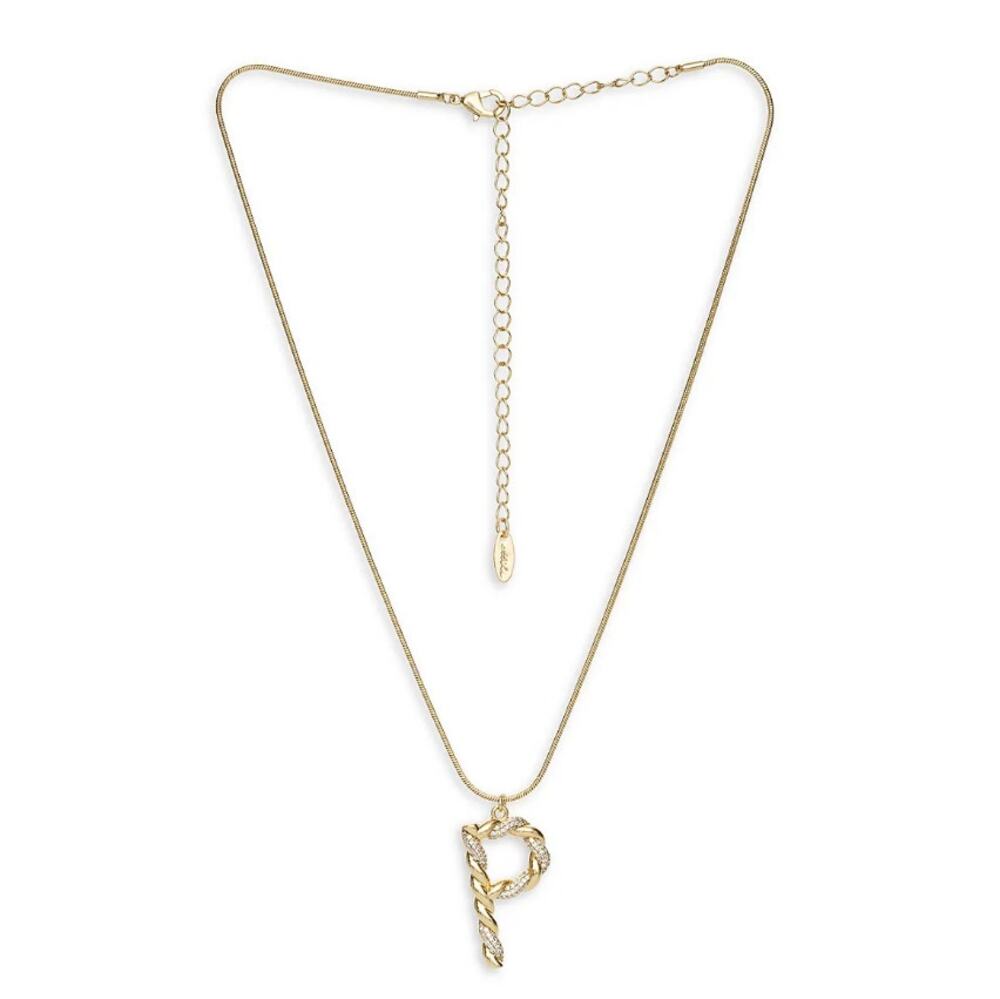 NEW ETTIKA REVOLVE 18K Goldplated Twisted Crystal Initial Pendant Necklace P
